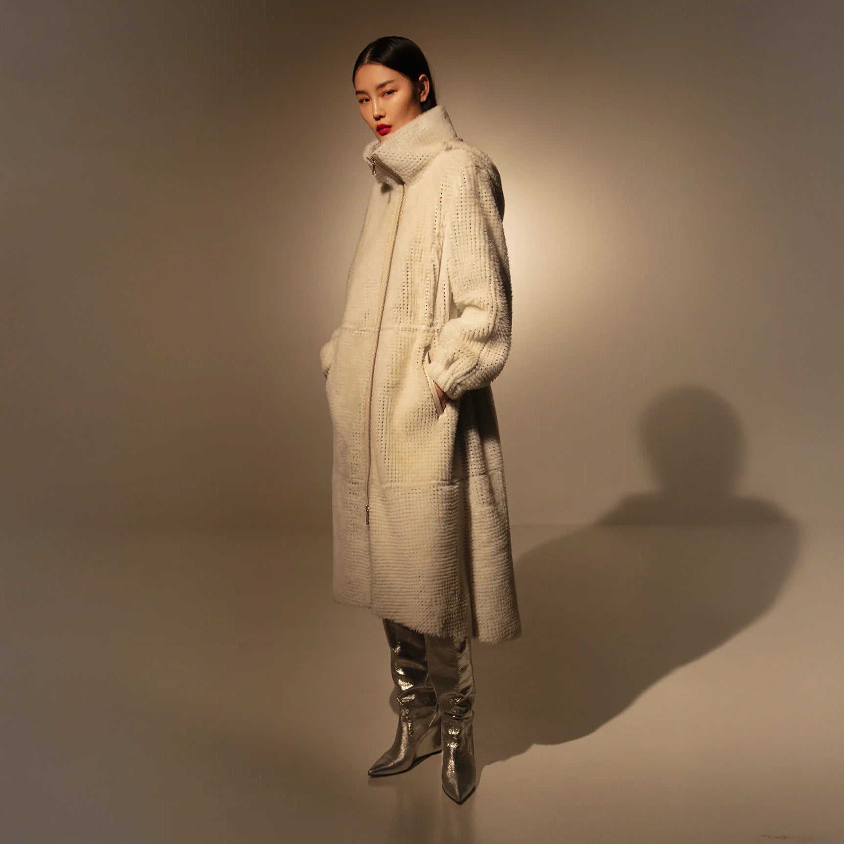 Plymouth Perforated Shearling Coat