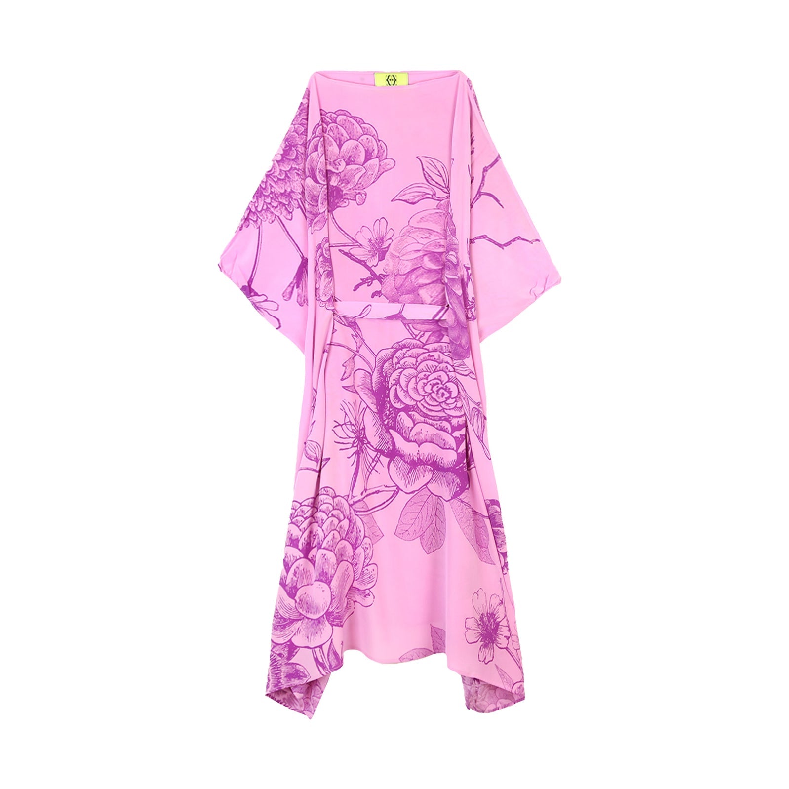 FLOWER EXPLOSION PRINTED DRESS BELTED