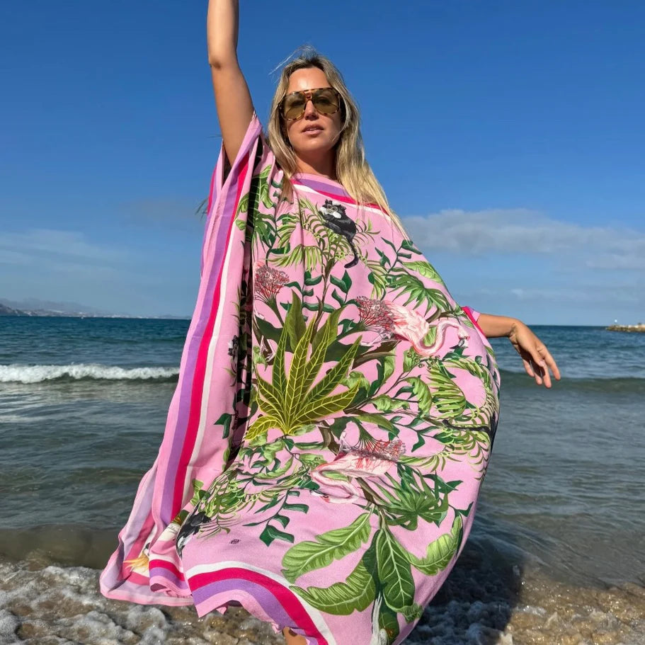 JUNGLE ANIMAL PRINTED SILK TUNIC