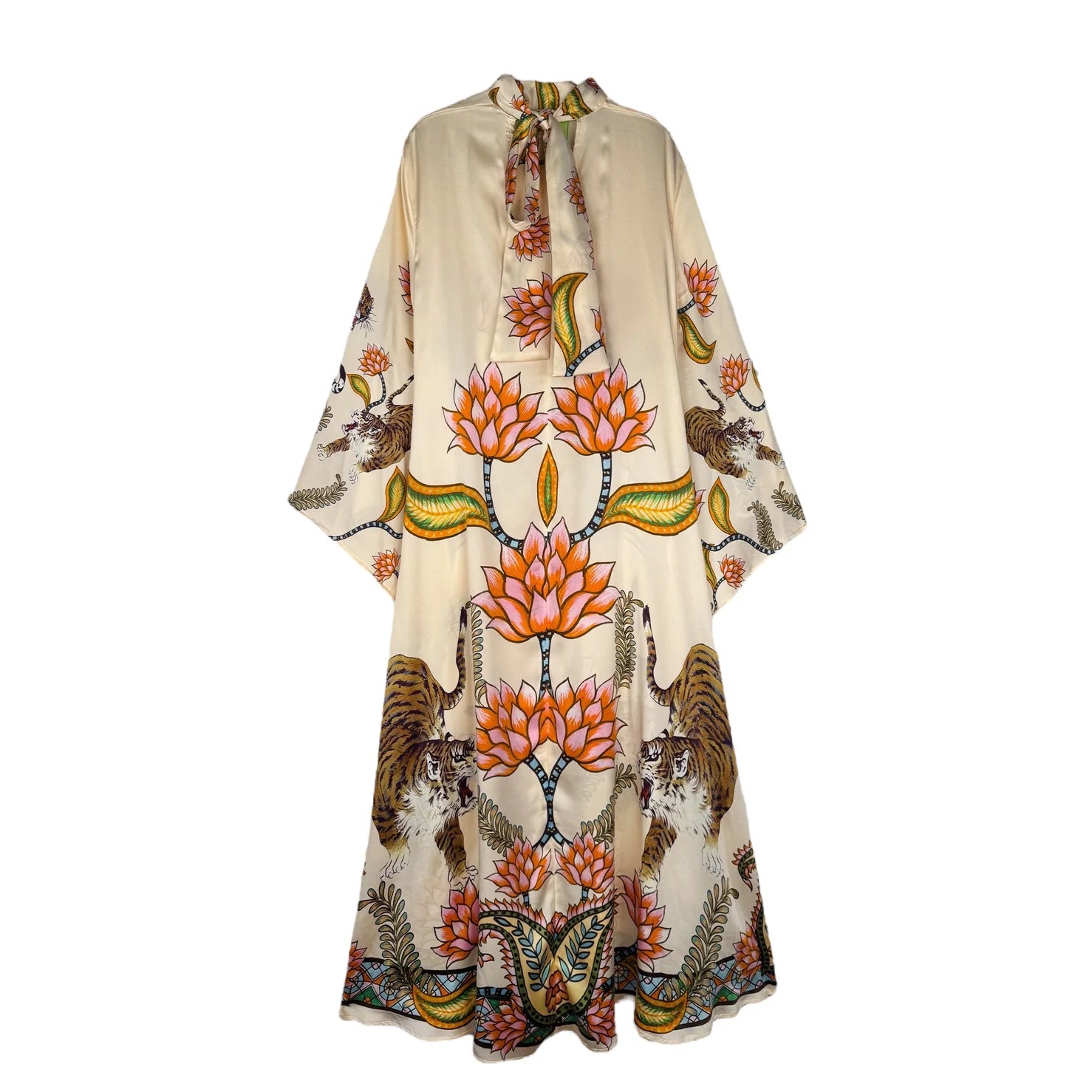 Tiger Print Silk Princess Dress