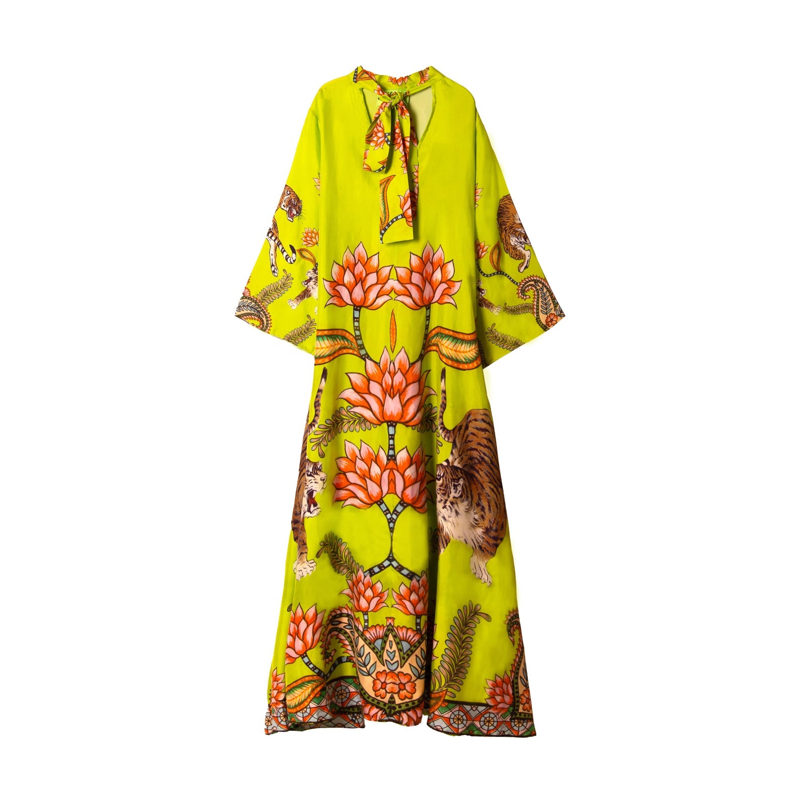tiger print silk dress Zimmermann Matchmaker Bow Midi Dress, Tan Tiger, Size 3